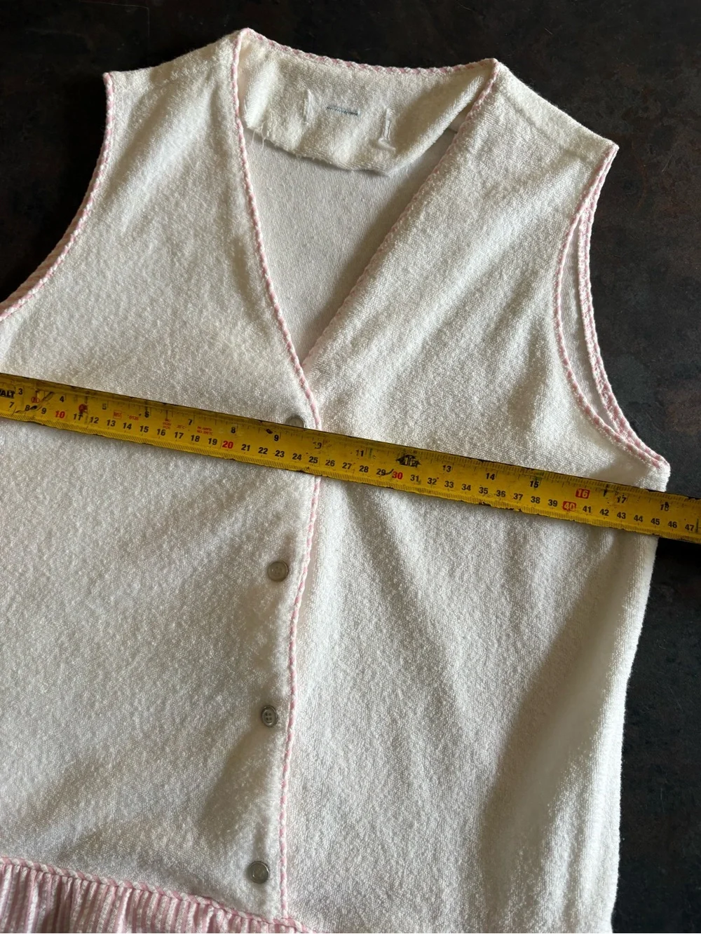 70’s Vintage Sleeveless Pink & Cream Midi Dress with Button Front Medium - Picture 6 of 7